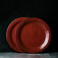 隐盘子创意个性家用欧式牛排餐盘陶瓷网红餐盘大号红色菜盘