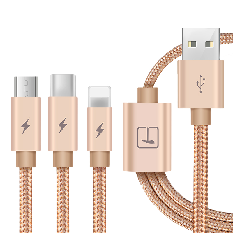 TAFIQ 塔菲克 Micro-B/Type-C/Lightning 3A 数据线 1条装