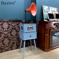 Bastex 北欧简约实木留声机 大喇叭黑胶唱片机 家用电唱机带低音炮轻奢摆件 莫兰迪灰2021
