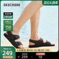 Skechers斯凯奇舒乐步户外沙滩凉鞋 防滑速干运动凉拖男66043（42、黑色/BLK）