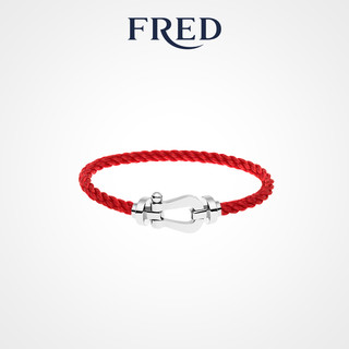 【FRED 斐登】Force 10系列大号18K白金手链 圣诞礼物（大号白色纺织链绳 精钢套箍、15）
