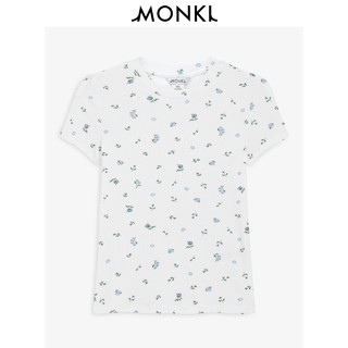 MONKI2021夏季新款红色印花打底衫圆领针织短袖T恤女 0499605