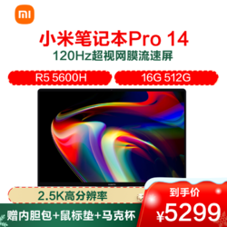 MI 小米 笔记本Pro 14 锐龙版 轻薄本(R5 5600H 16G 512G 120Hz