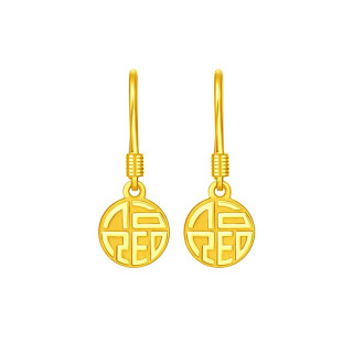 chowtaifook周大福大福红系列eof408福字足金耳环32g