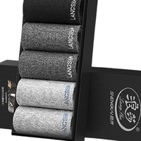 Langsha 浪莎 男士纯棉中筒袜套装 MF8770-6 6双装(黑色*2+浅灰*2+深灰*2)