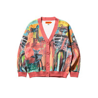 SOULGOODS 灵魂虎 X BASQUIAT 男女款V领针织开衫 18102 粉色 L