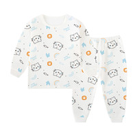 GIGILILY 吉吉莉莉 MM101 儿童中领内衣裤套装 彩虹猫咪蓝 73cm