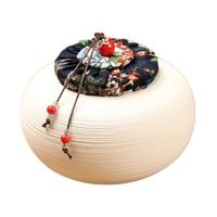 容山堂 手作拉纹茶叶罐 圆款 700ml 白色