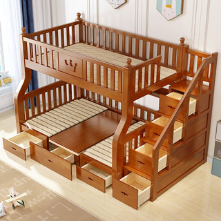 ZH 子航 实木儿童高低床 1.3/1.5m床 书桌梯柜款