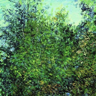 雅昌 克劳德·莫奈 Claude Monet《霍谢德家的花园在蒙裘隆》70x75cm 油画布 典雅栗实木框