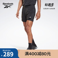 Reebok 锐步 官方LM莱美H08935男子运动健身训练带拉链袋修身短裤 H08935_黑色 A/2XL