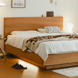 木邻有仓床双人实木箱体床主卧北欧储物现代1.5米1.8收纳榻榻米床  1.5米樱桃木单床