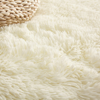 亚亨 长方形丝毛地垫 米白色 0.8*1.6m 长绒款