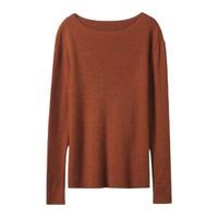 CHUMIAN 初棉 女士一字领毛衣 326605030 蜜橙色 XL