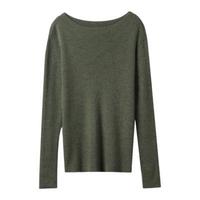 CHUMIAN 初棉 女士一字领毛衣 326605030 茶绿 S
