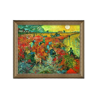 雅昌 文森特·威廉·梵高 Vincent van Gogh《红色的葡萄园》70x56cm 油画布 典雅栗实木框