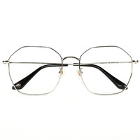 MUJOSH 木九十 FM1840158 黑银色金属板材眼镜框+平光防蓝光镜片