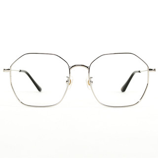 MUJOSH 木九十 FM1840158 黑银色金属板材眼镜框+平光防蓝光镜片