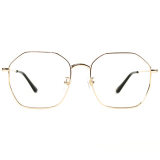 MUJOSH 木九十 FM1840158 黑金色金属板材眼镜框+平光防蓝光镜片
