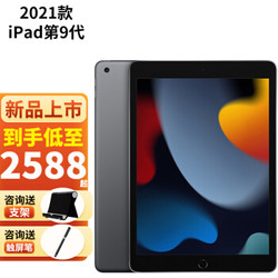 Apple 苹果 iPad2021年新款第9代平板电脑10.2英寸 WLAN版2020升级款 灰色 64G标配