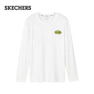 Skechers斯凯奇春秋新款男子针织长袖T恤衫运动休闲上衣L420M001（M、碳黑/0018）