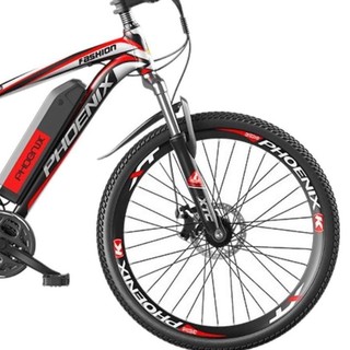 PHOENIX 凤凰 X1 电动自行车 36V10Ah锂电池 黑红 21速 一体轮
