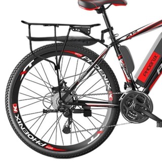 PHOENIX 凤凰 X1 电动自行车 36V10Ah锂电池 黑红 21速 一体轮