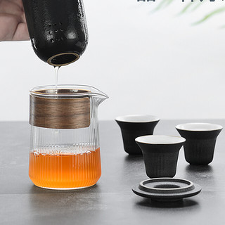 佳佰 黑陶系列 JB180755 快客杯旅行套组 茶具套装 4件套 禅风黑