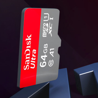 SanDisk 闪迪 Micro-SD存储卡 64GB（USH-I、Class10、U1、A1）+SD转换卡套+透明保护盒