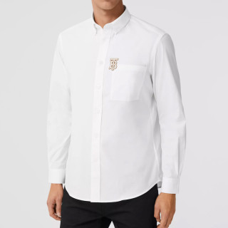 黑卡会员:burberry 博柏利 巴宝莉衬衫 男士logo刺绣标识棉质长袖衬衫