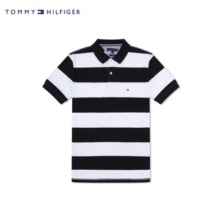 Tommy 男装时尚纯棉条纹小绣标修身短袖POLO衫MW0MW13742（XS、红白条纹0EV）