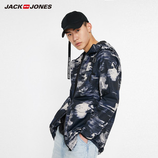 JackJones杰克琼斯outlets连帽运动风衣外套秋季男街头ins风（175/96A/M、E39深蓝色Dawn Blue）