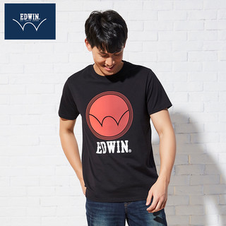 EDWIN爱德恩日本品牌日系纯色印花圆领撞色休闲宽松短袖T恤男