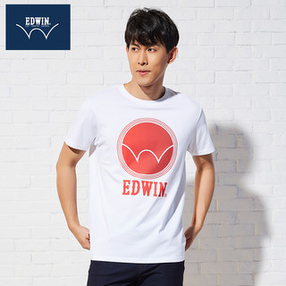 EDWIN爱德恩日本品牌日系纯色印花圆领撞色休闲宽松短袖T恤男