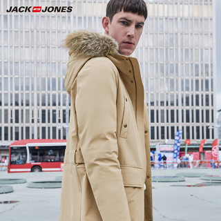 JackJones杰克琼斯outlets狐狸毛中长款风衣羽绒服男爆款外套（165/88A/XS、E41藏蓝）