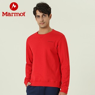 marmot/土拨鼠2021秋季新款运动户外透气百搭纯色休闲套头卫衣（XXL、胜利红6702）