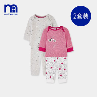 英国mothercare婴儿套装男女儿童宝宝秋衣 新款宝宝睡衣2件装（66cm(66/44) 、MC9V2SB012）