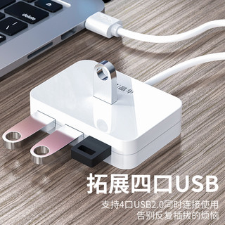 晶华 usb3.0扩展器一拖四延长线多接口转接头分线分接器集线器hub外接usp延长线电源供电脑用typec多功能口（1m、象牙白 2.0）