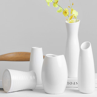 新中式陶瓷花瓶白色水培客厅家居简约北欧装饰品绿萝桌面插花摆件（莲叶大号-白色）