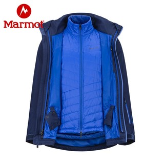 Marmot/土拨鼠秋冬新款户外男GORE-TEX防风三合一冲锋衣V84200（XL、曜石黑001）