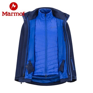 Marmot/土拨鼠秋冬新款户外男GORE-TEX防风三合一冲锋衣V84200（XL、北极蓝2975）
