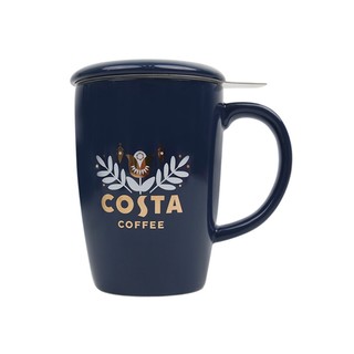 COSTA COFFEE 咖世家咖啡 英国COSTA陶瓷杯带盖马克杯茶滤杯一杯多用414ml