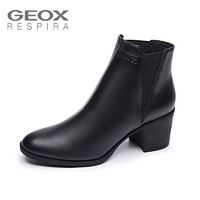 GEOX 杰欧适 秋冬款女鞋短靴经典坡跟单靴时尚舒适通勤瘦瘦靴D746QB