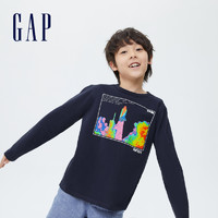 Gap 盖璞 男童纯棉印花长袖