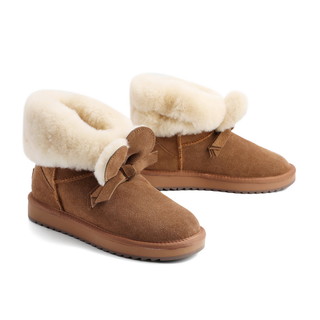 双11预售-百丽雪地靴女2020冬新款毛里加绒休闲保暖鞋20591DD0（35、灰色）