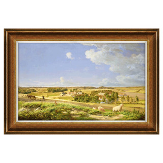 橙舍 卢根达斯《草原农场》欧式风景油画客厅装饰画 66x96cm