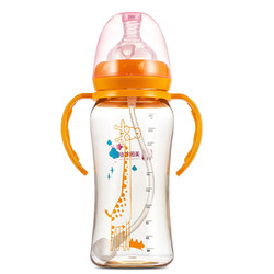 GL 格朗 宝宝吸管奶瓶防胀气硅胶 300ML