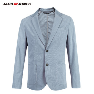 JackJones杰克琼斯outlets春男灯芯绒两粒扣修身开衩西服西装外套（170/92A/S、C40蓝灰色）