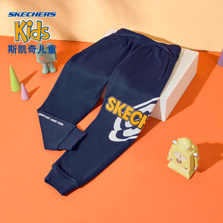 Skechers斯凯奇童装新款男童秋装中大童女童打底裤加绒款儿童裤子（碳黑/0018、130cm ）