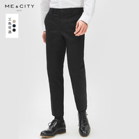 MECITY男装春夏棉氨混纺时尚休闲弹力垂感直筒休闲裤西裤男商务（180/86A、正黑）